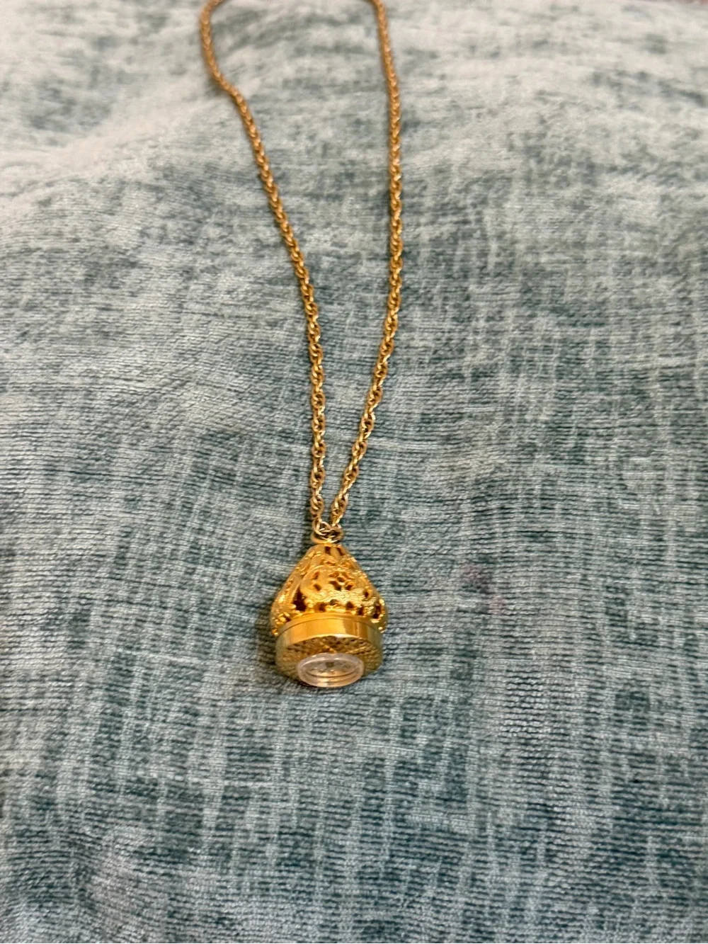 Vtg Paul Garnier 21 Jewels Pendant Watch Necklace Gold Tone Dome Cage Filigree